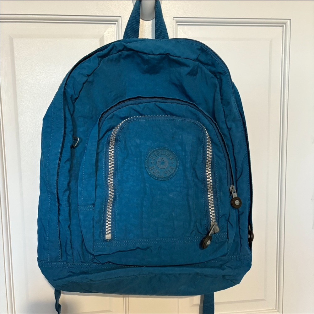 Kipling Hal Expandable Hiking Backpack Used condition Blue No Keychain